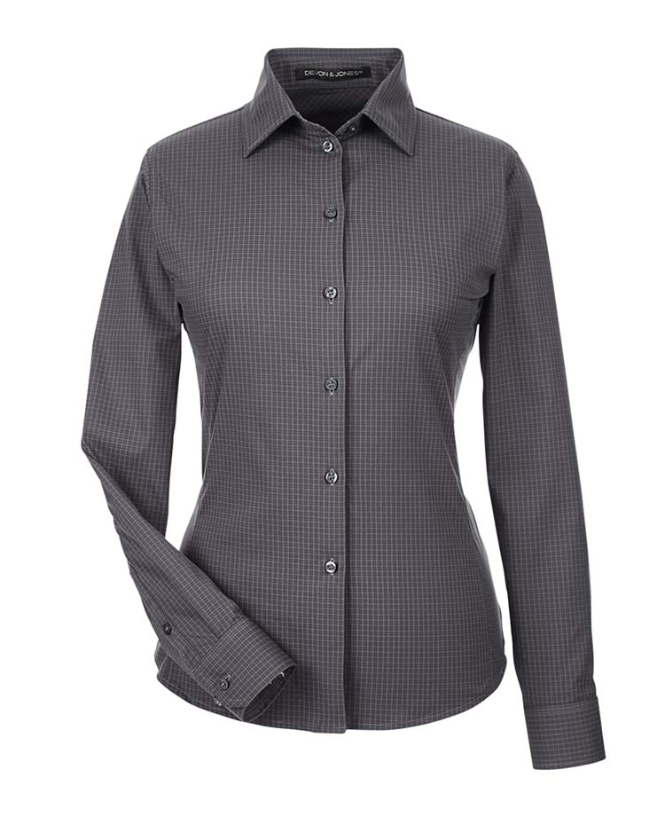 Devon & Jones CrownLux Performance® Ladies' Tonal Mini Check Woven Shirt