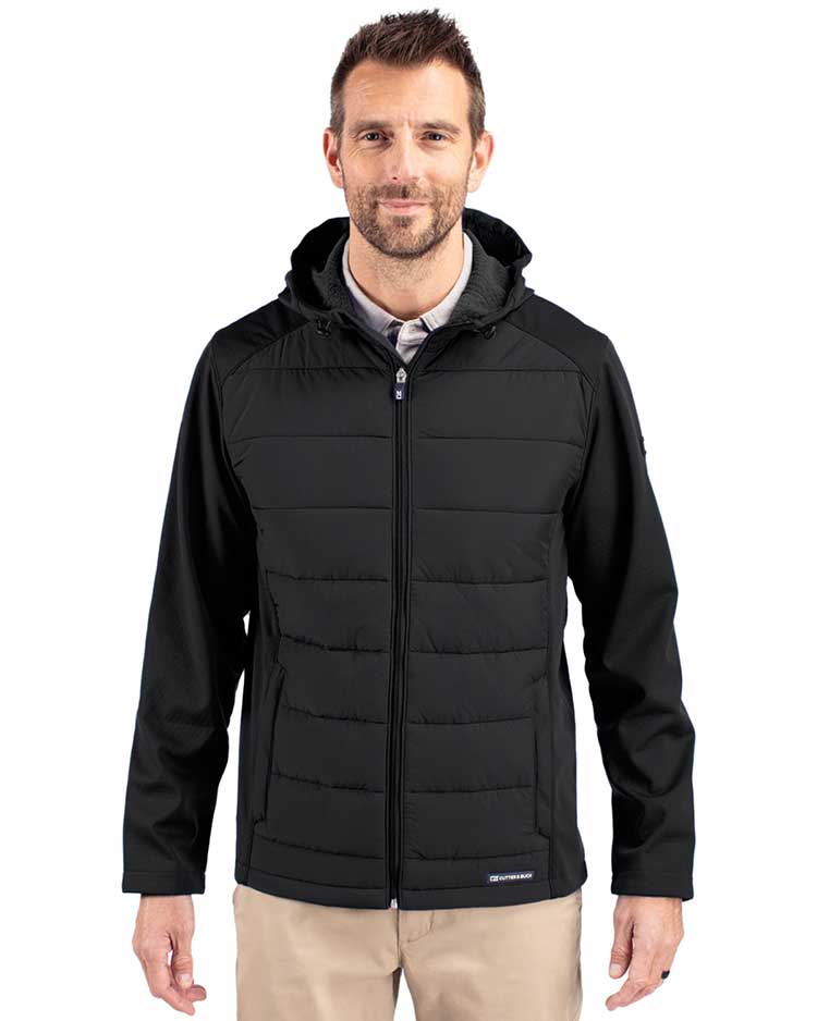 Cutter & Buck Evoke Hybrid Eco Softshell Recycled Full Zip Mens Hooded Jacket